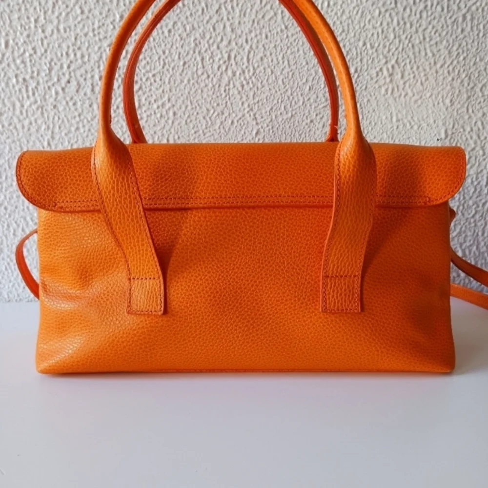 Orange Leather Satchel Handbag - Unbranded - Picture 4 of 13